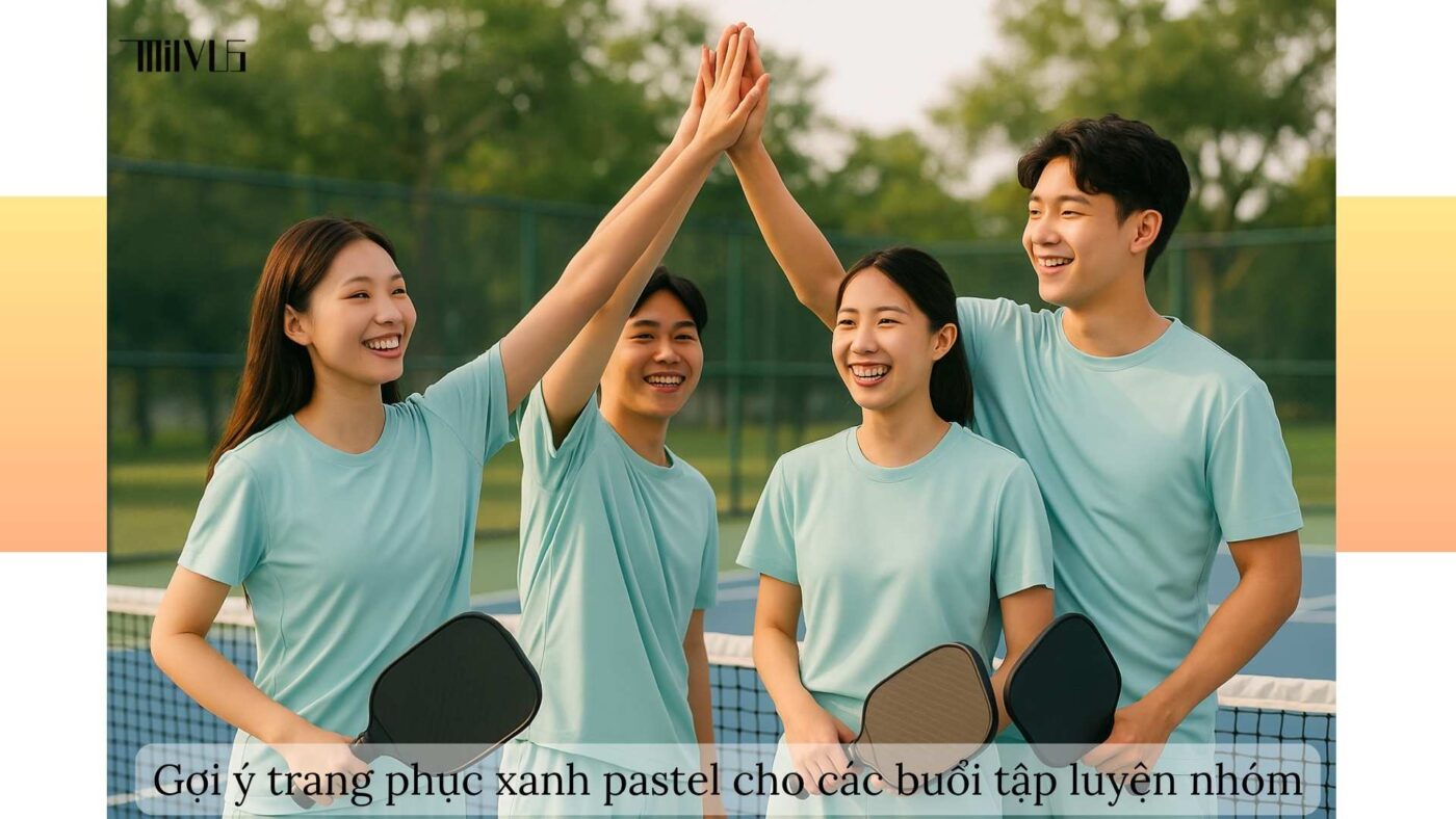 Outfit pickleball màu xanh pastel trẻ trung