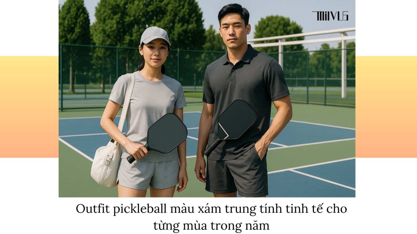 Outfit pickleball màu xám trung tính tinh tế