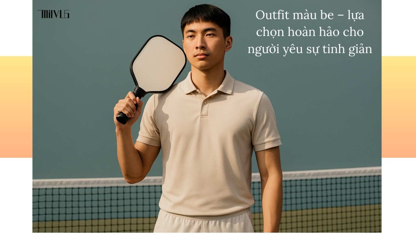 Outfit pickleball màu be nhẹ nhàng tinh giản
