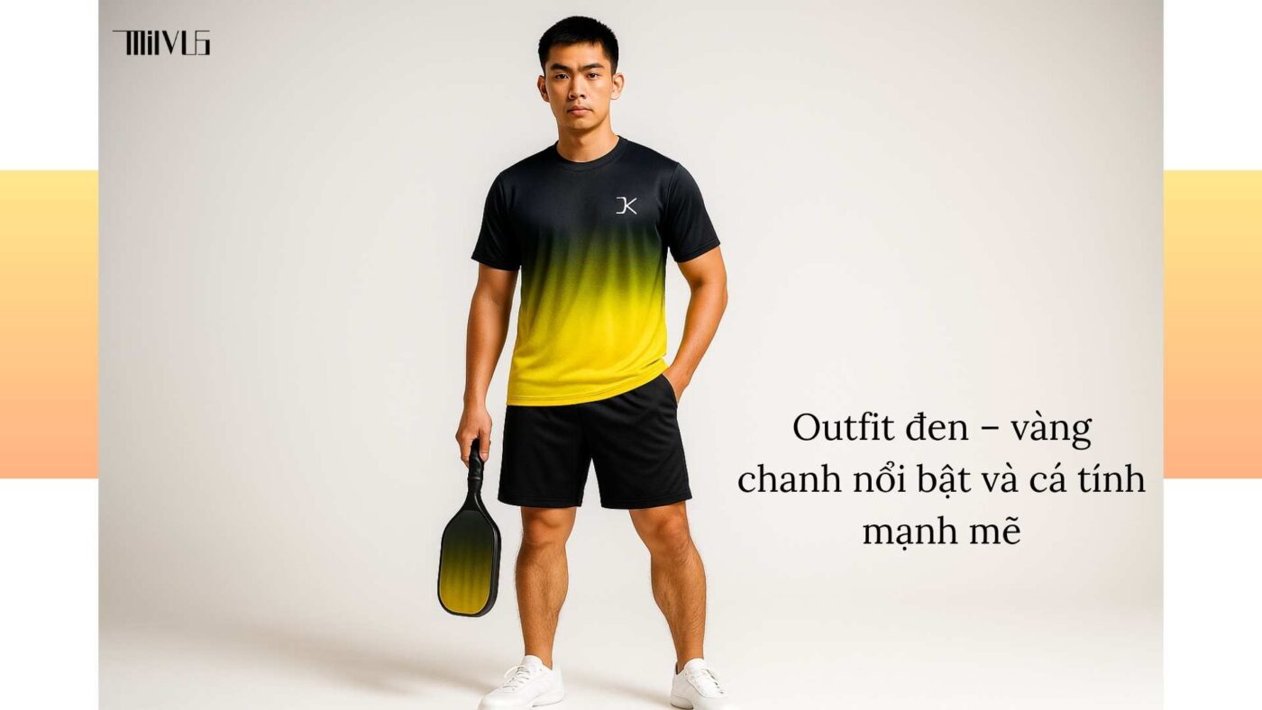 Outfit pickleball phối hai màu đối lập ấn tượng