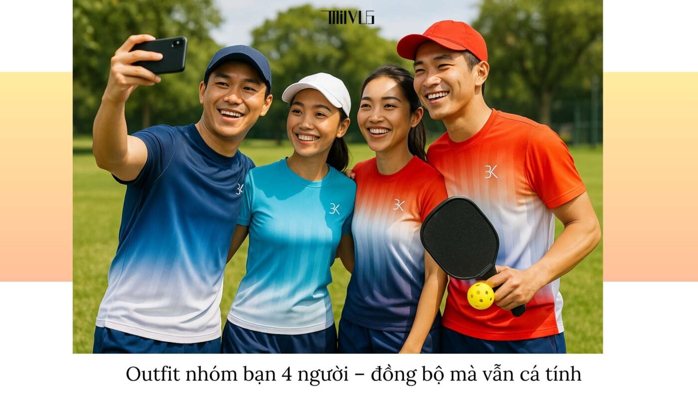 Quần áo pickleball cho nhóm bạn đi picnic cuối tuần