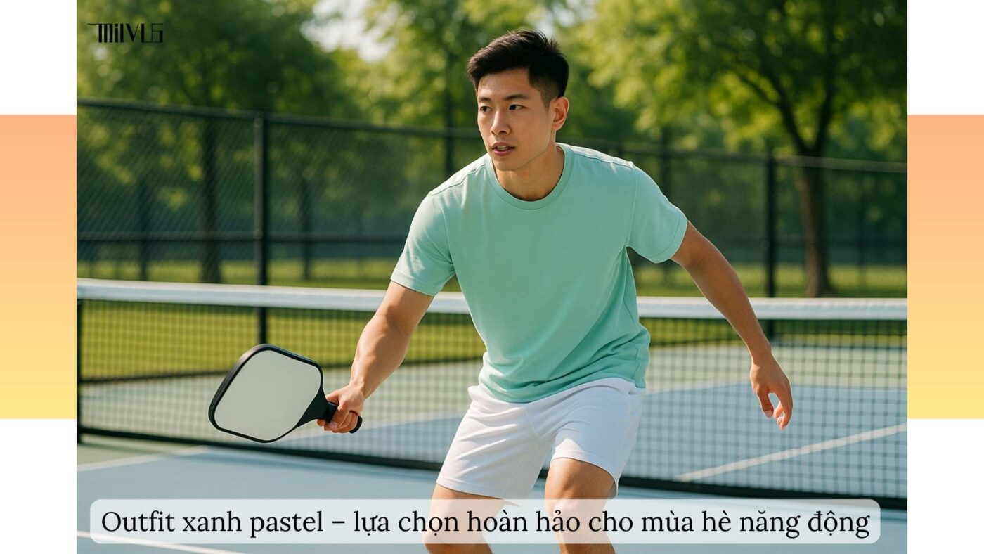 Outfit pickleball màu xanh pastel trẻ trung