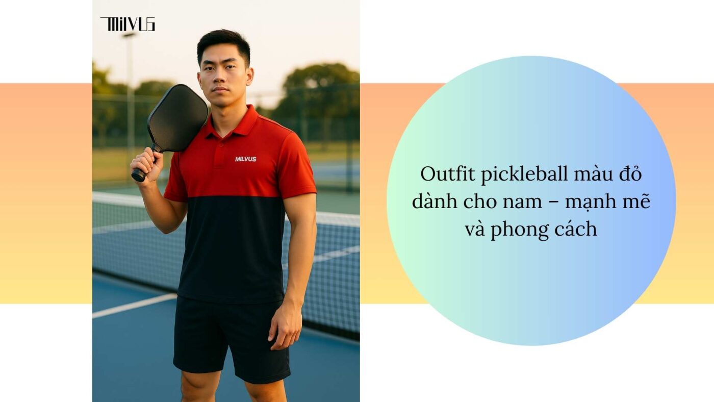 Quần áo pickleball màu đỏ nổi bật trên sân