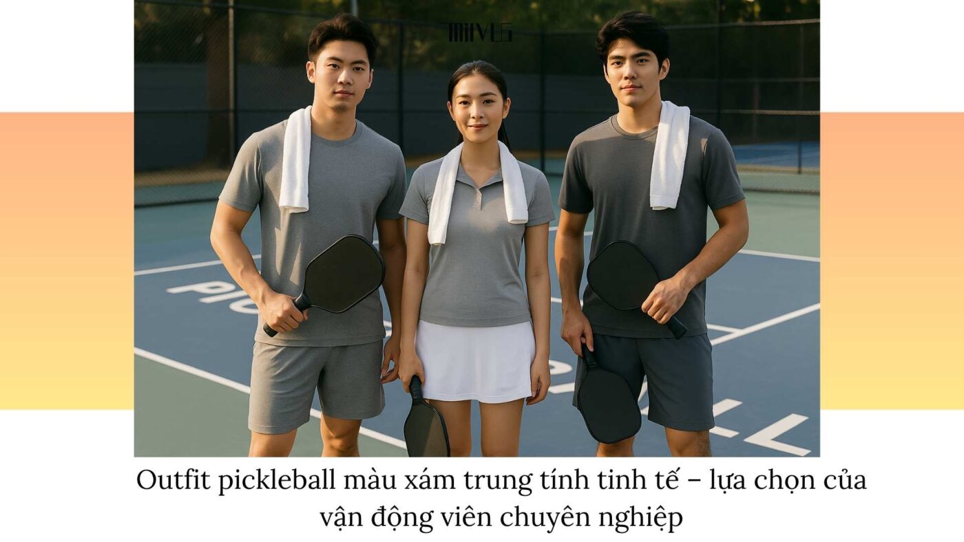 Outfit pickleball màu xám trung tính tinh tế