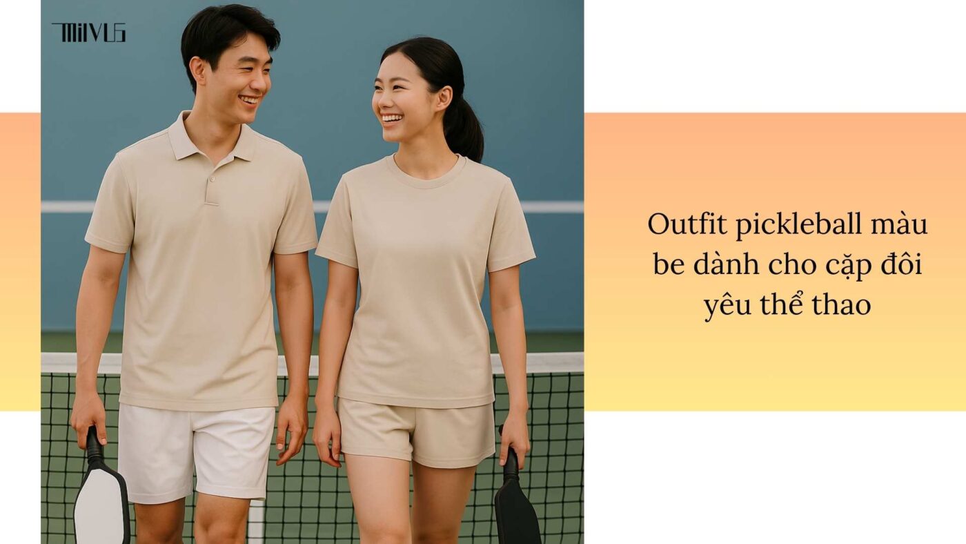 Outfit pickleball màu be nhẹ nhàng tinh giản