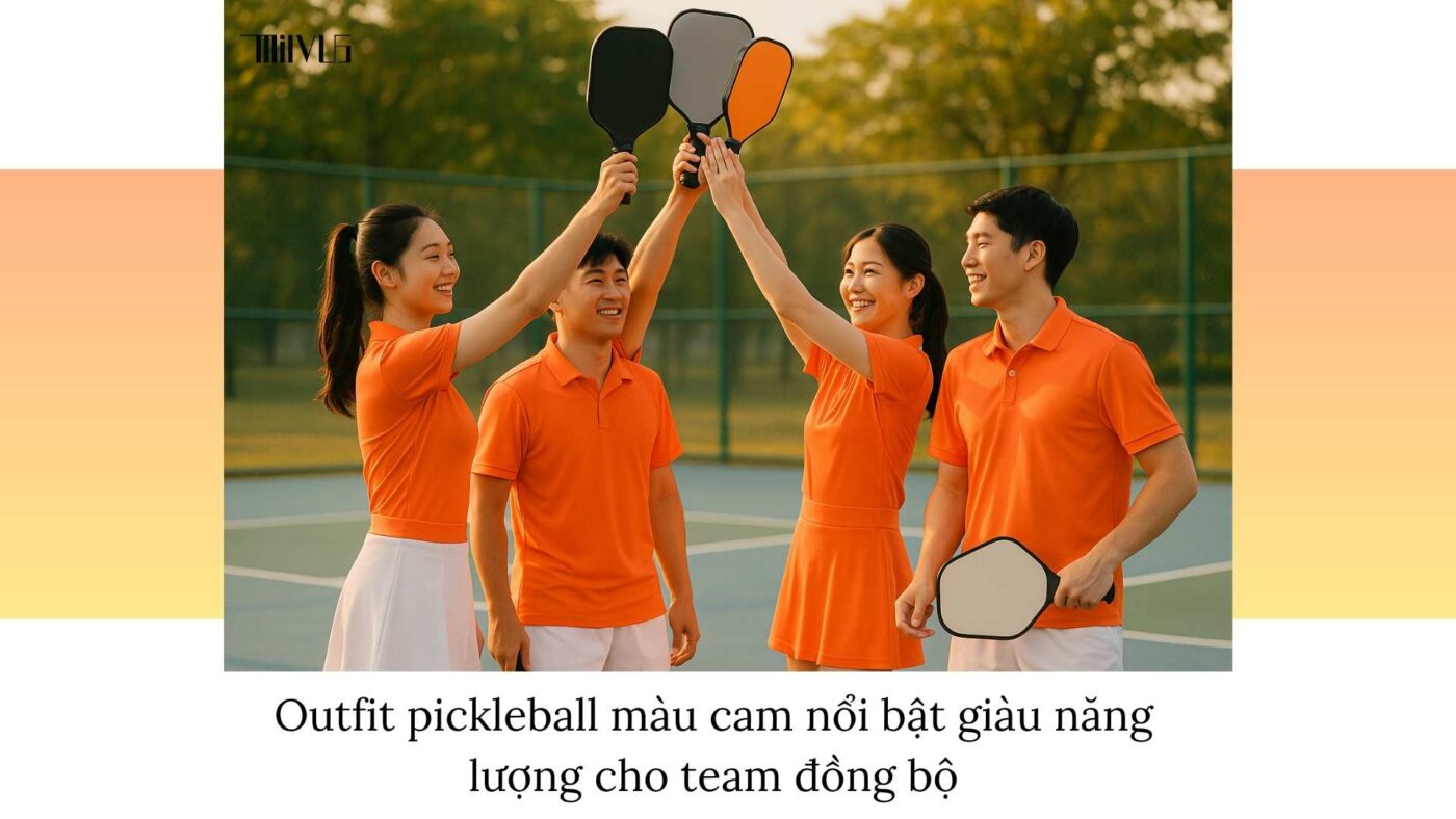 Outfit pickleball màu cam nổi bật giàu năng lượng