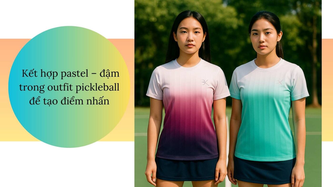 Outfit pickleball phối hai màu đối lập ấn tượng