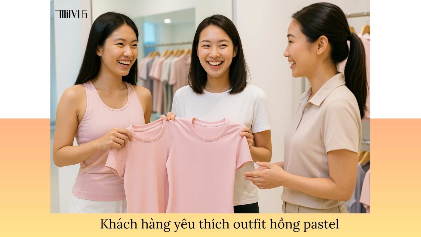 Outfit pickleball màu hồng pastel cho bạn nữ