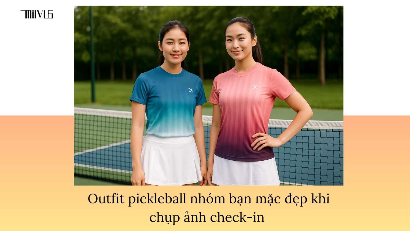 Outfit pickleball cho nhóm bạn phối đồng phục