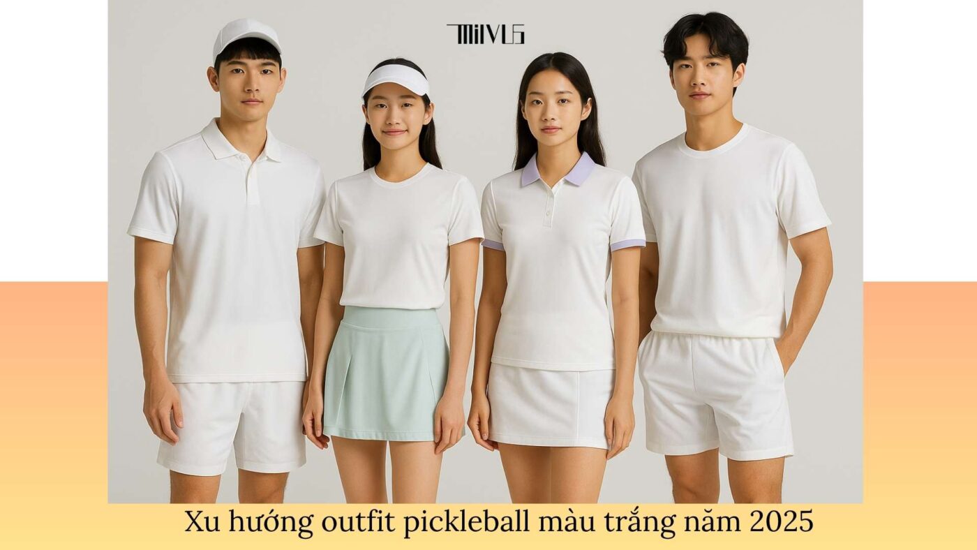 Outfit pickleball màu trắng thanh lịch dễ phối đồ
