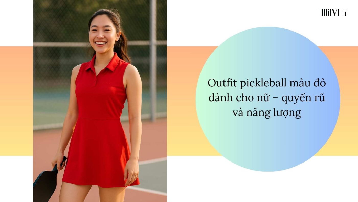Quần áo pickleball màu đỏ nổi bật trên sân
