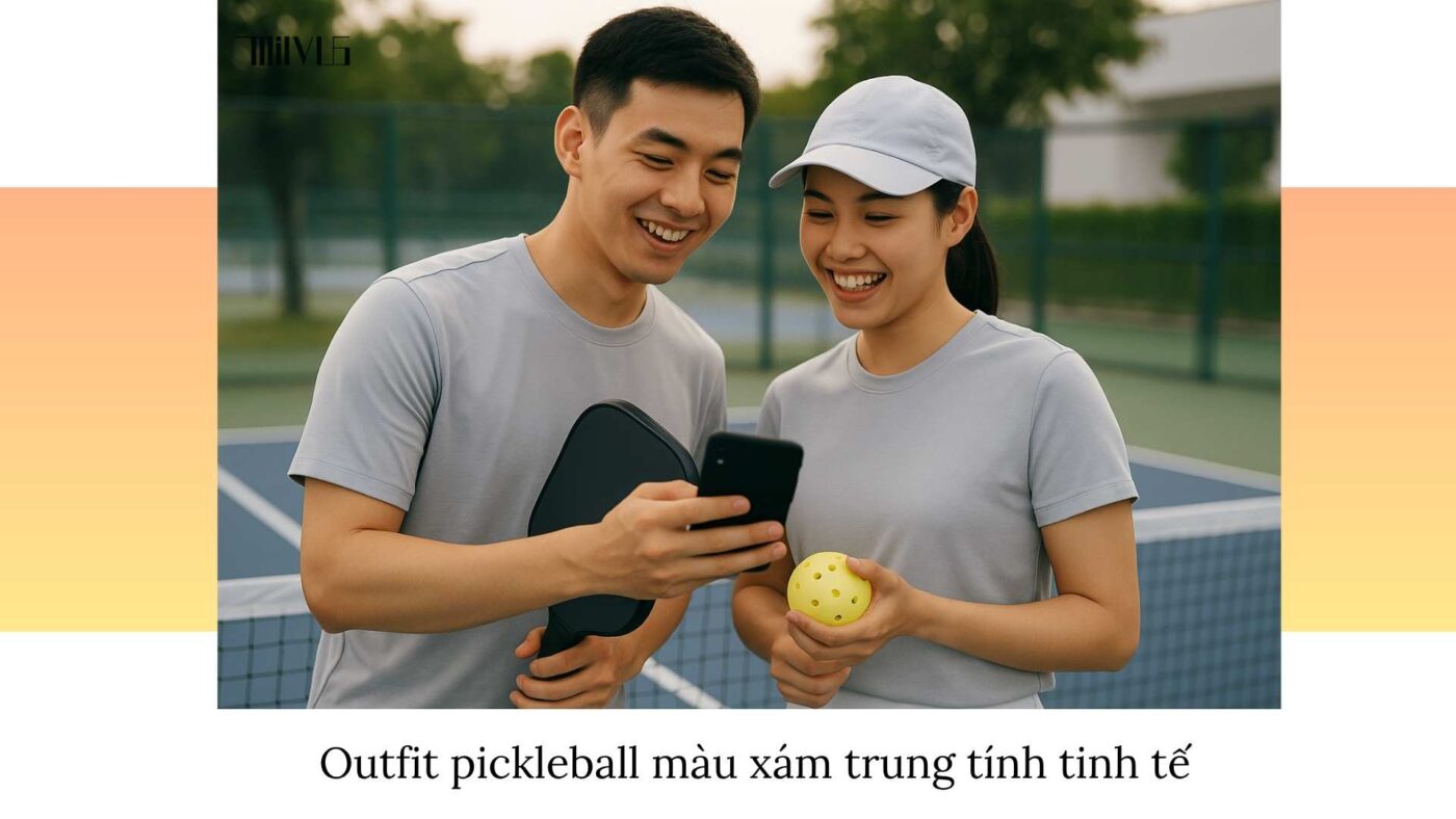 Outfit pickleball màu xám trung tính tinh tế