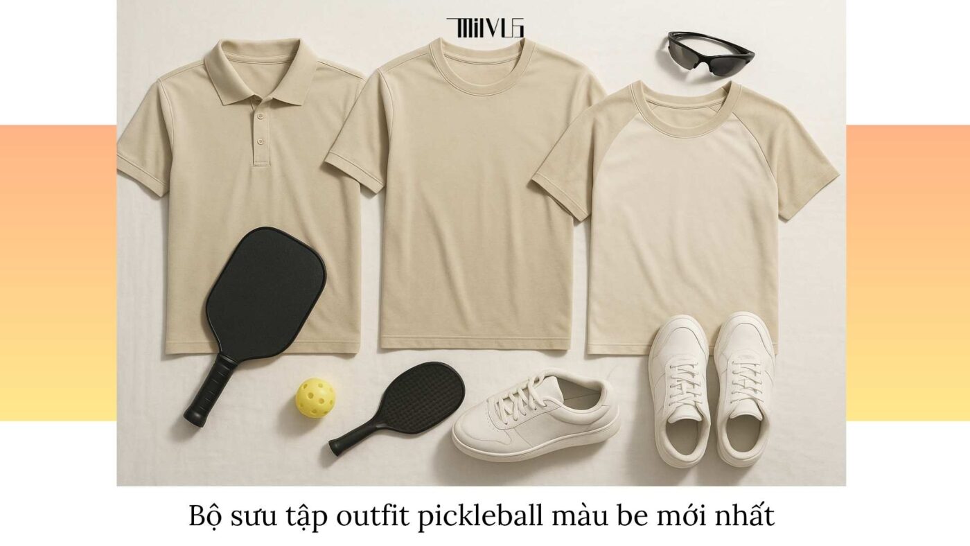 Outfit pickleball màu be nhẹ nhàng tinh giản
