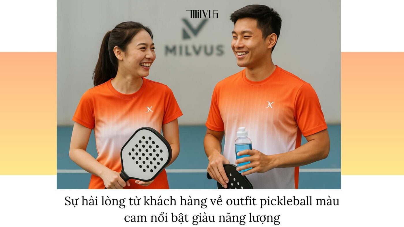 Outfit pickleball màu cam nổi bật giàu năng lượng