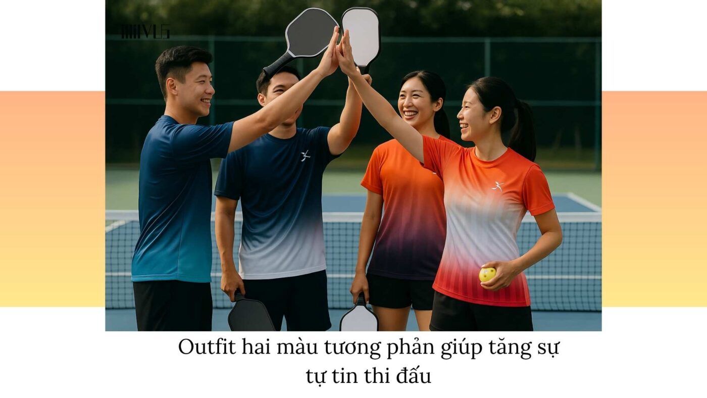 Outfit pickleball phối hai màu đối lập ấn tượng