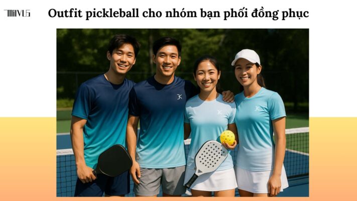 Outfit pickleball cho nhóm bạn phối đồng phục