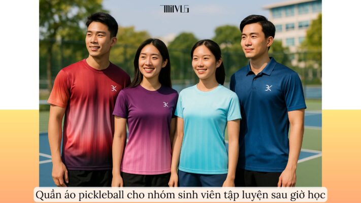 Quần áo pickleball cho nhóm sinh viên tập luyện sau giờ học