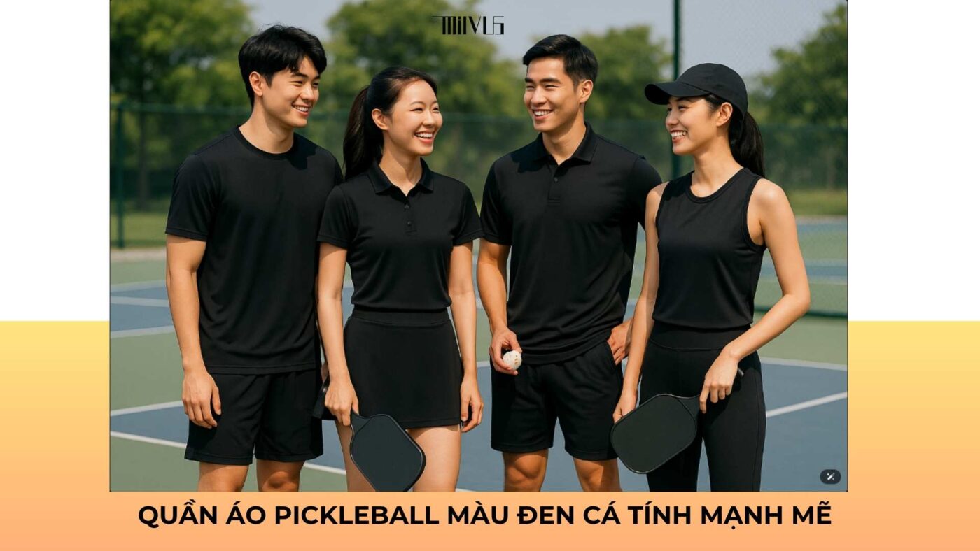 Quần áo pickleball màu đen cá tính mạnh mẽ