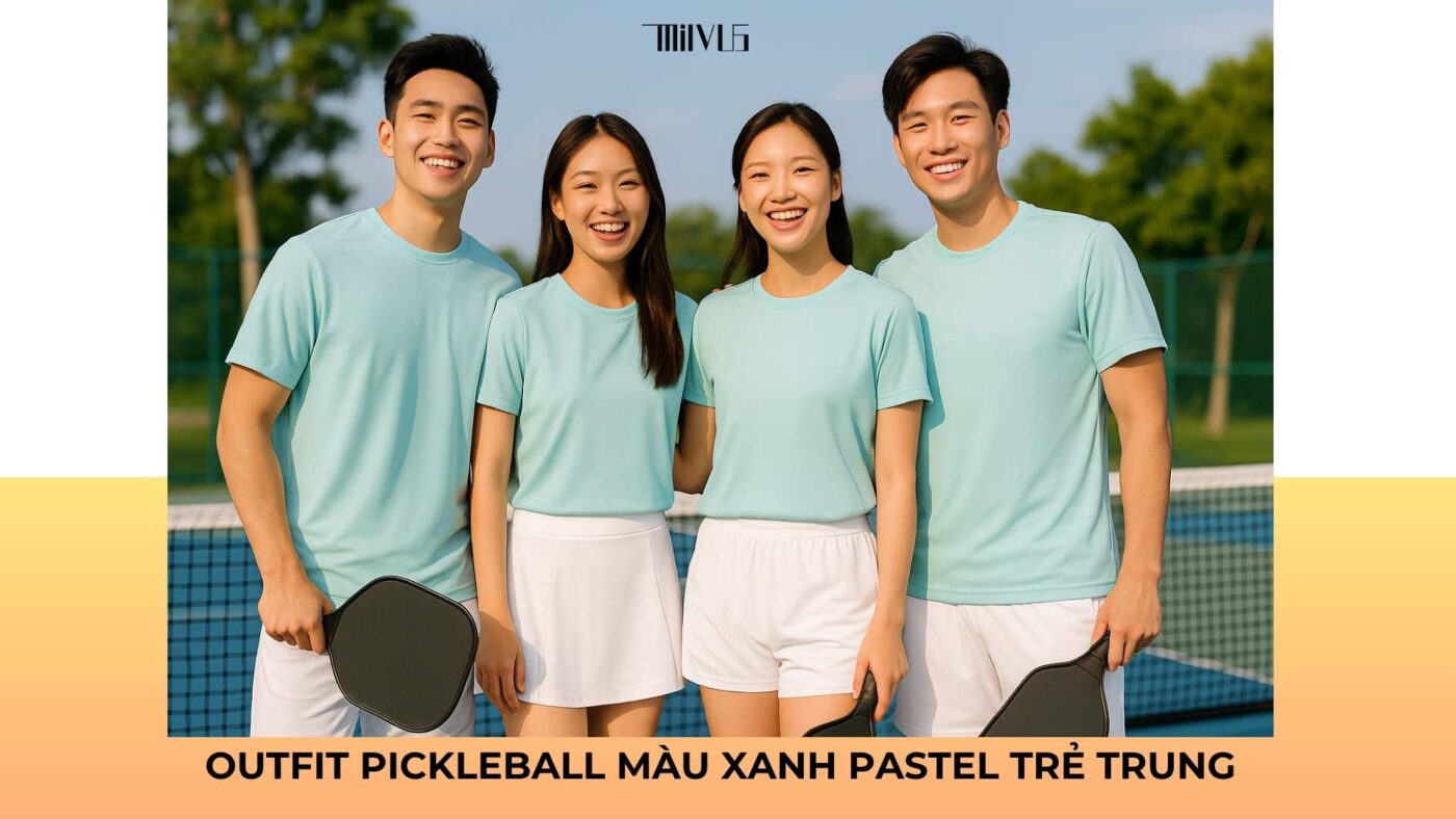 Outfit pickleball màu xanh pastel trẻ trung