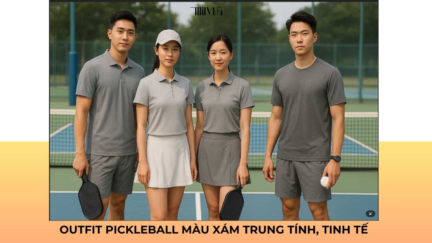 Outfit pickleball màu xám trung tính tinh tế
