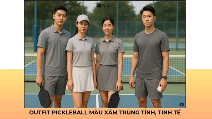 Outfit pickleball màu xám trung tính tinh tế