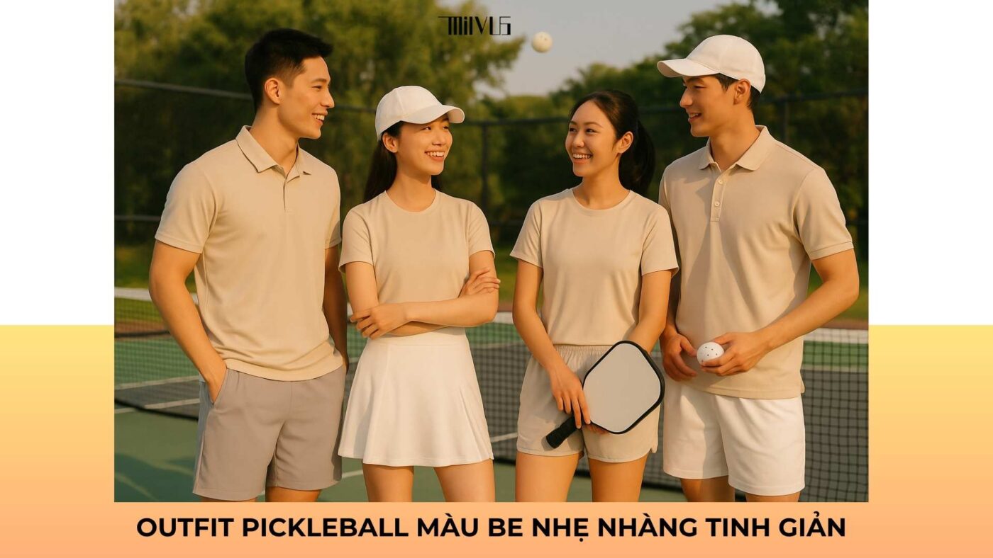 Outfit pickleball màu be nhẹ nhàng tinh giản
