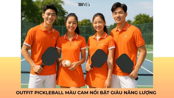 Outfit pickleball màu cam nổi bật giàu năng lượng