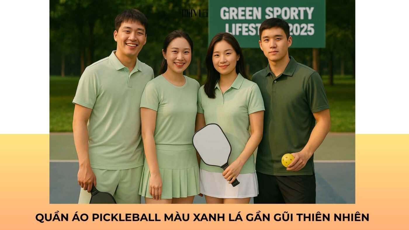 Quần áo pickleball màu xanh lá gần gũi thiên nhiên