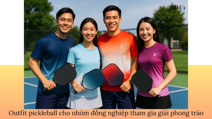 Outfit pickleball cho nhóm đồng nghiệp tham gia giải phong trào