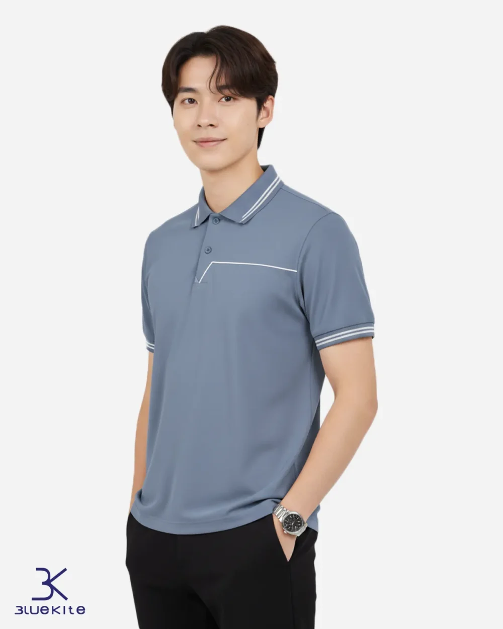 Áo Polo Nam Cao Cấp Nhấn Viền Ngang Ngực Nam Tính MVP415M - Ảnh 4