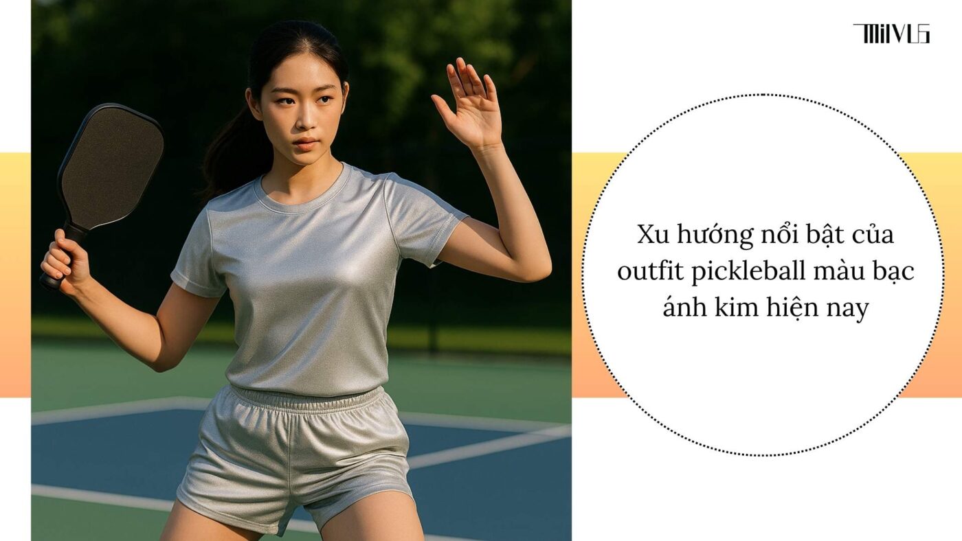 Outfit pickleball màu bạc ánh kim mới lạ