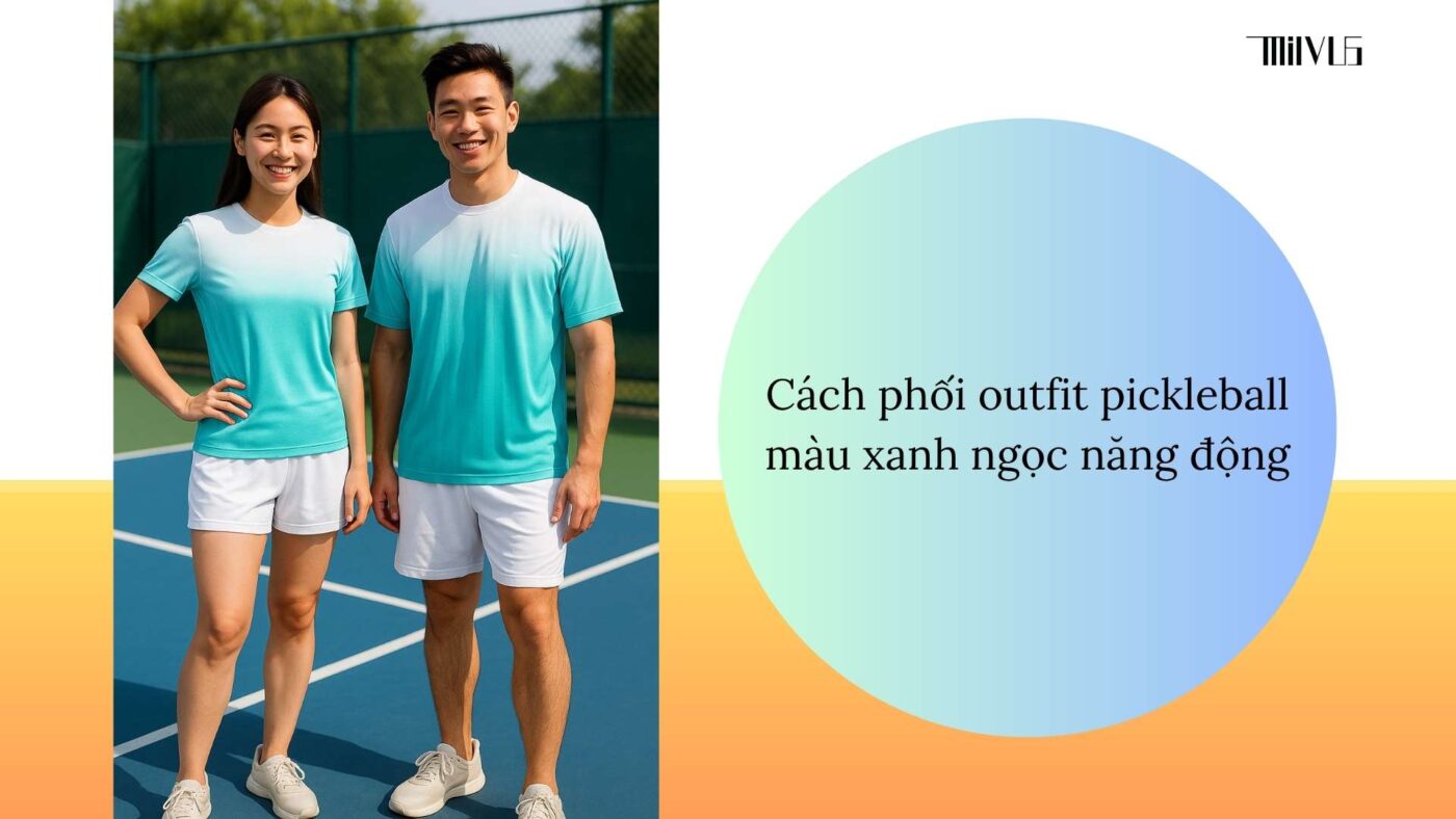 Outfit pickleball màu xanh ngọc trẻ trung