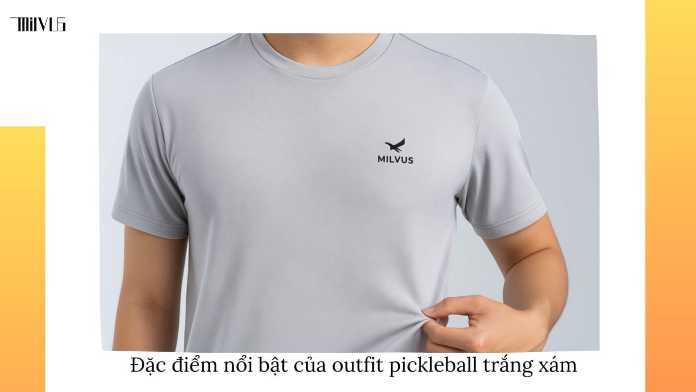 Outfit pickleball màu trắng xám cool tone