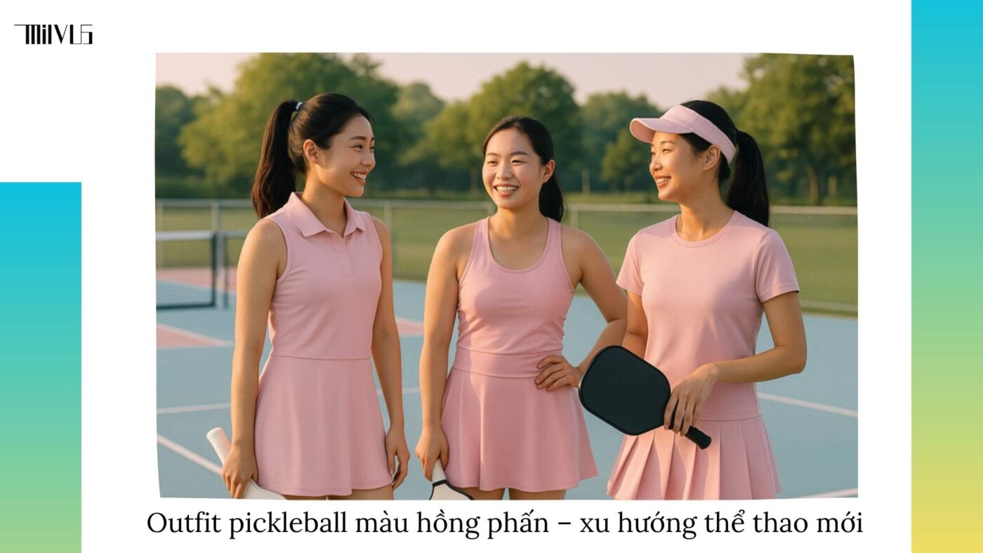 Outfit pickleball màu hồng phấn dịu dàng