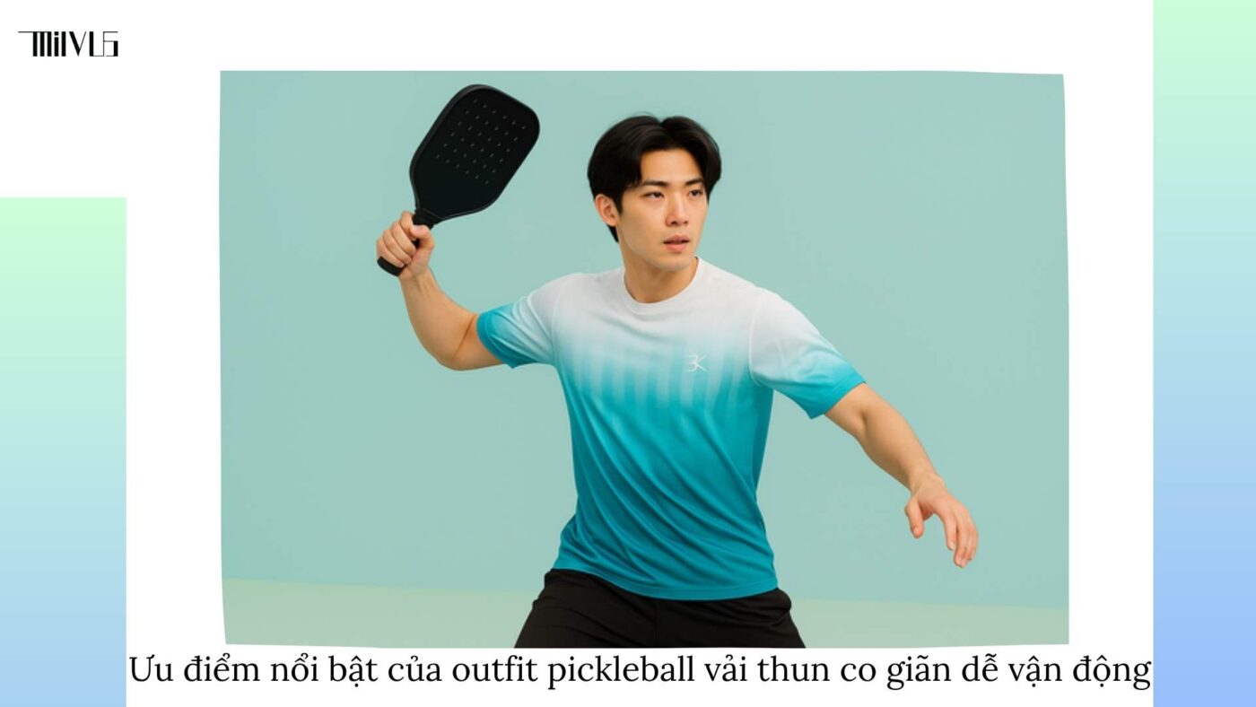 Outfit pickleball vải thun co giãn dễ vận động