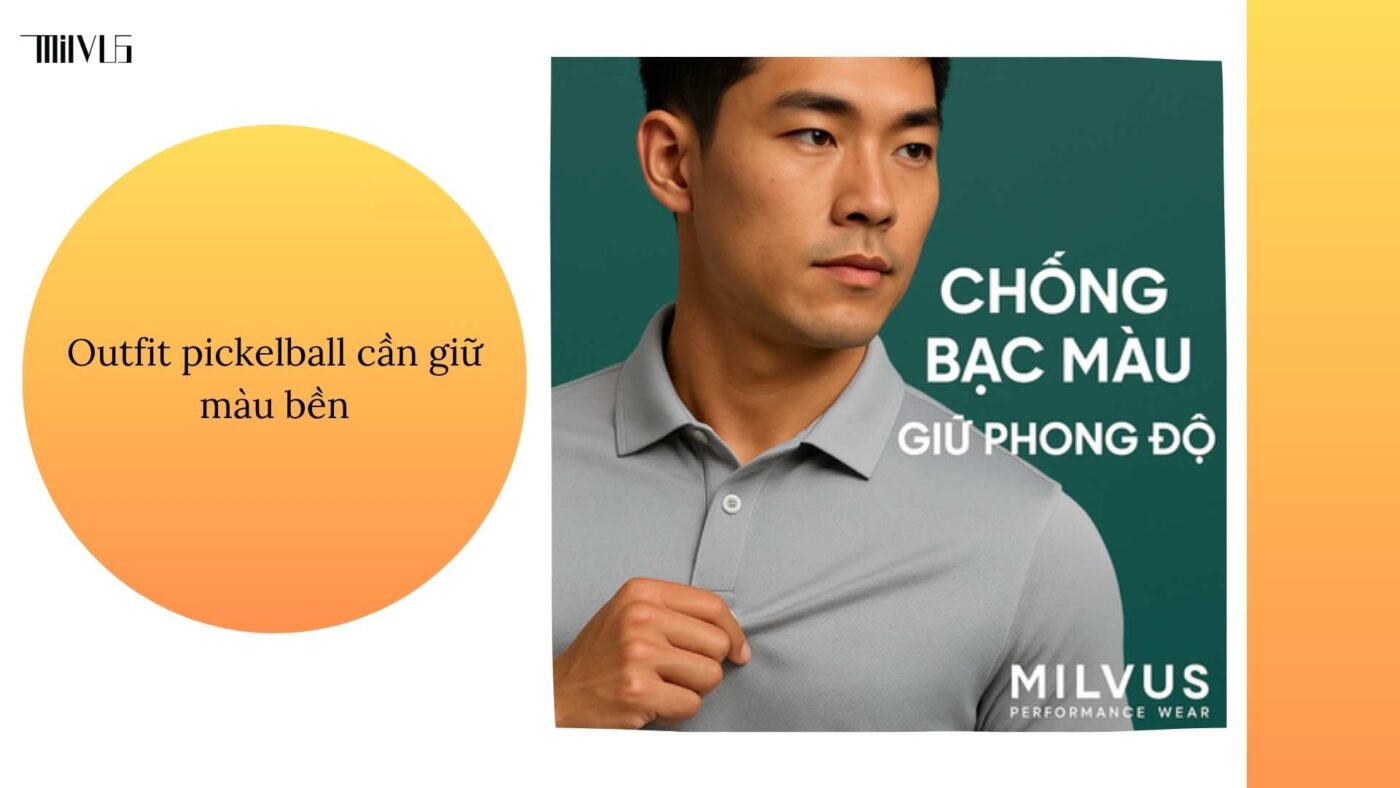 Quần áo pickleball vải không phai màu sau nhiều lần giặt
