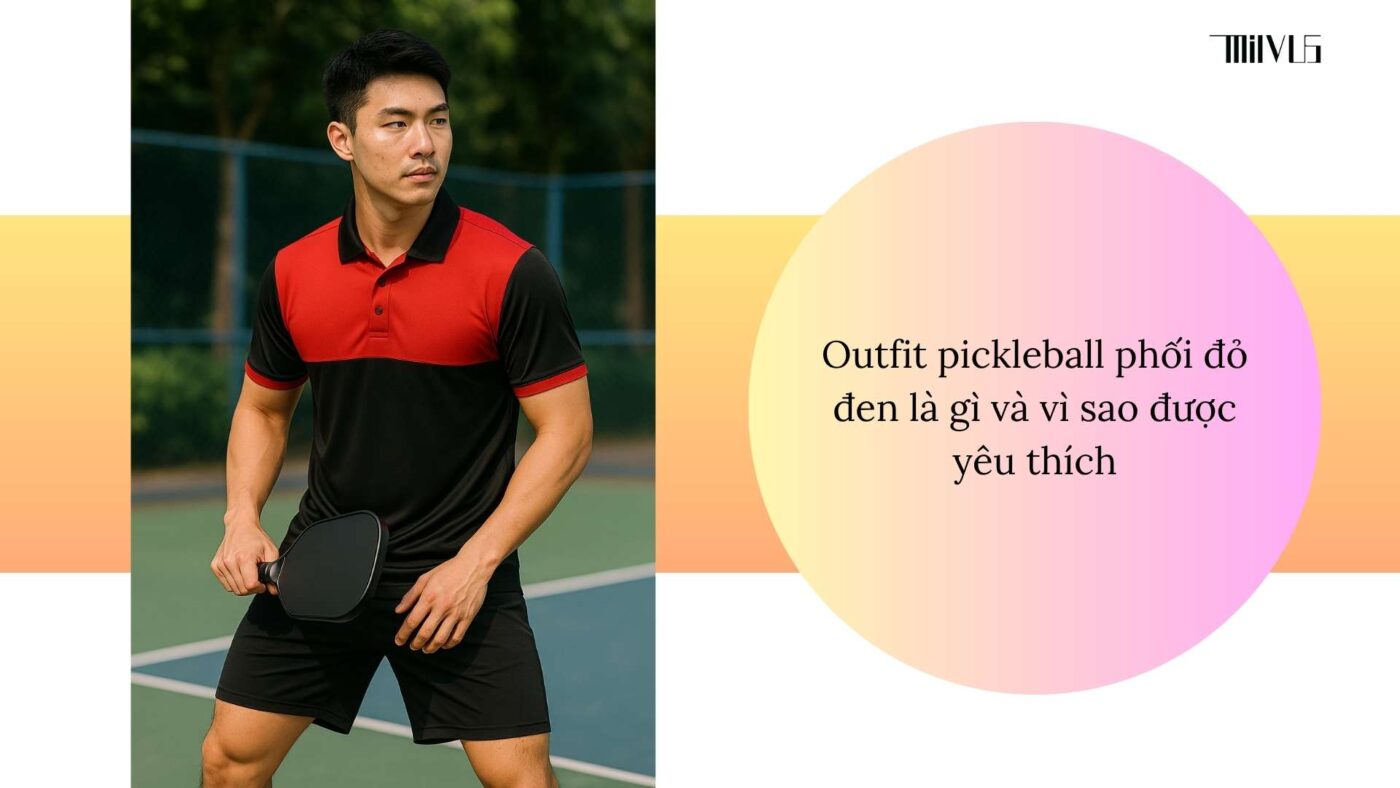 Outfit pickleball phối đỏ đen mạnh mẽ