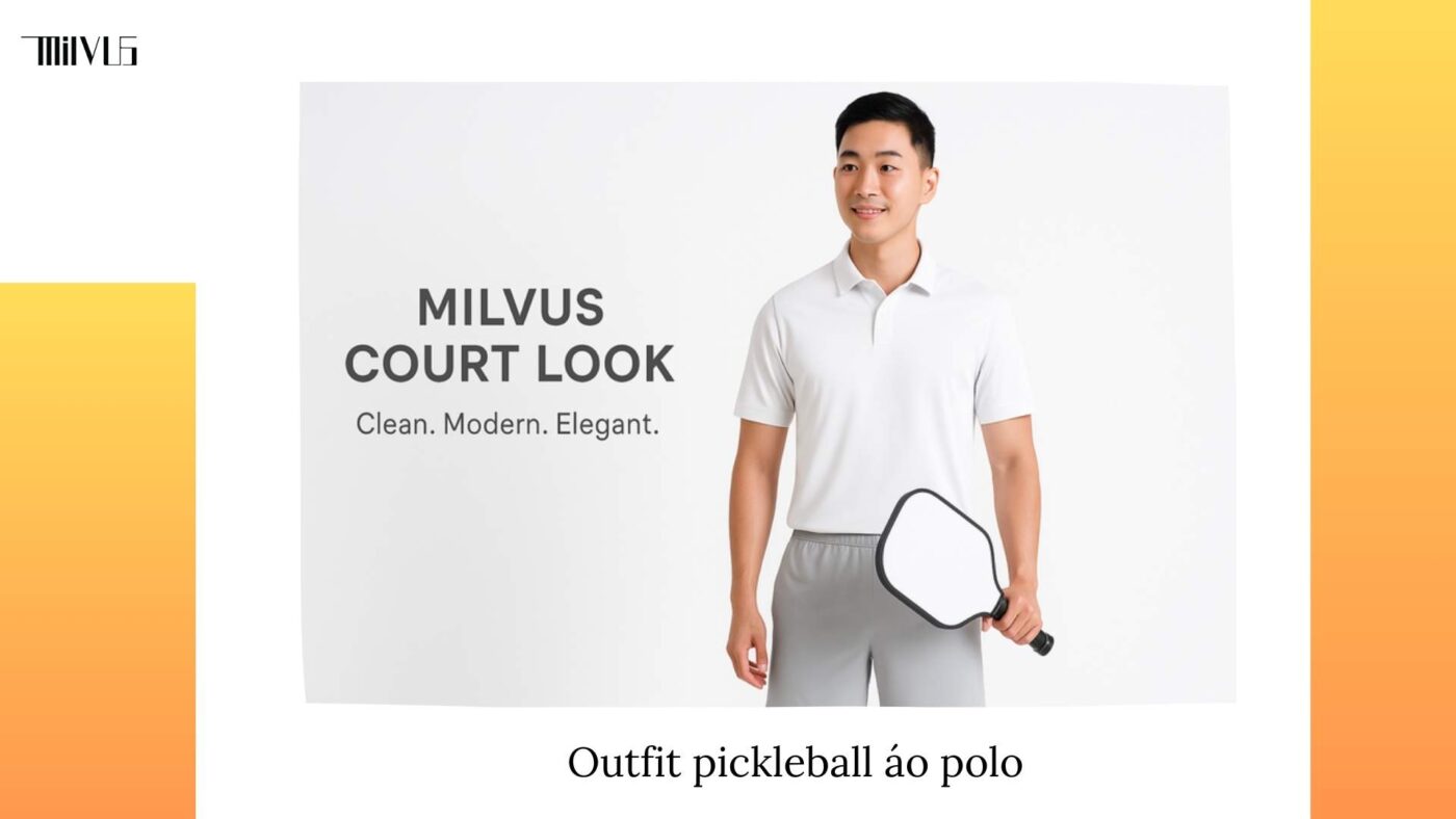 Outfit pickleball áo polo thanh lịch