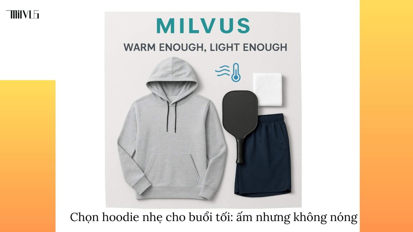 Quần áo pickleball áo hoodie nhẹ cho buổi tối