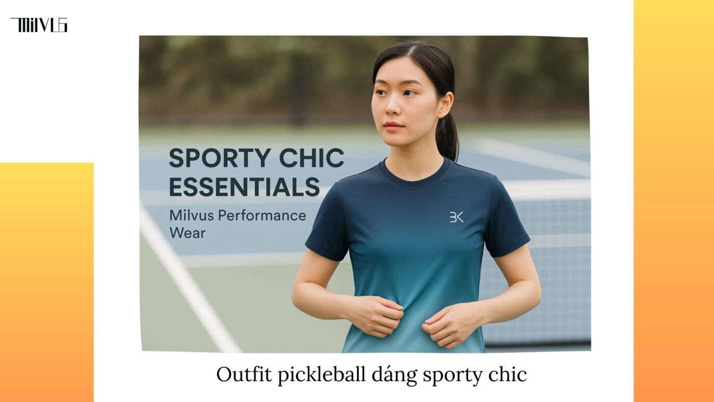 Outfit pickleball dáng sporty chic