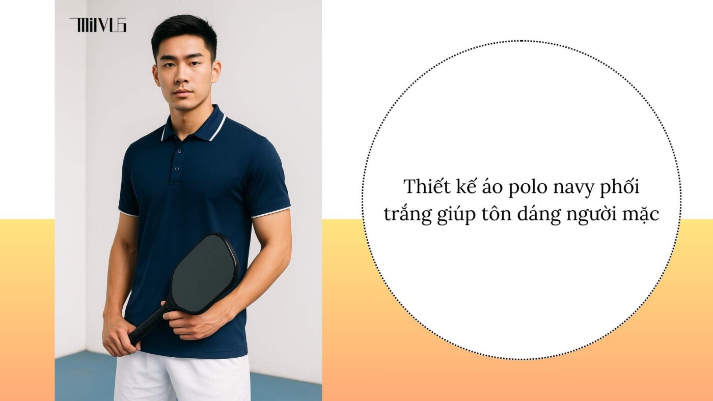 Outfit pickleball màu navy phối trắng sang trọng