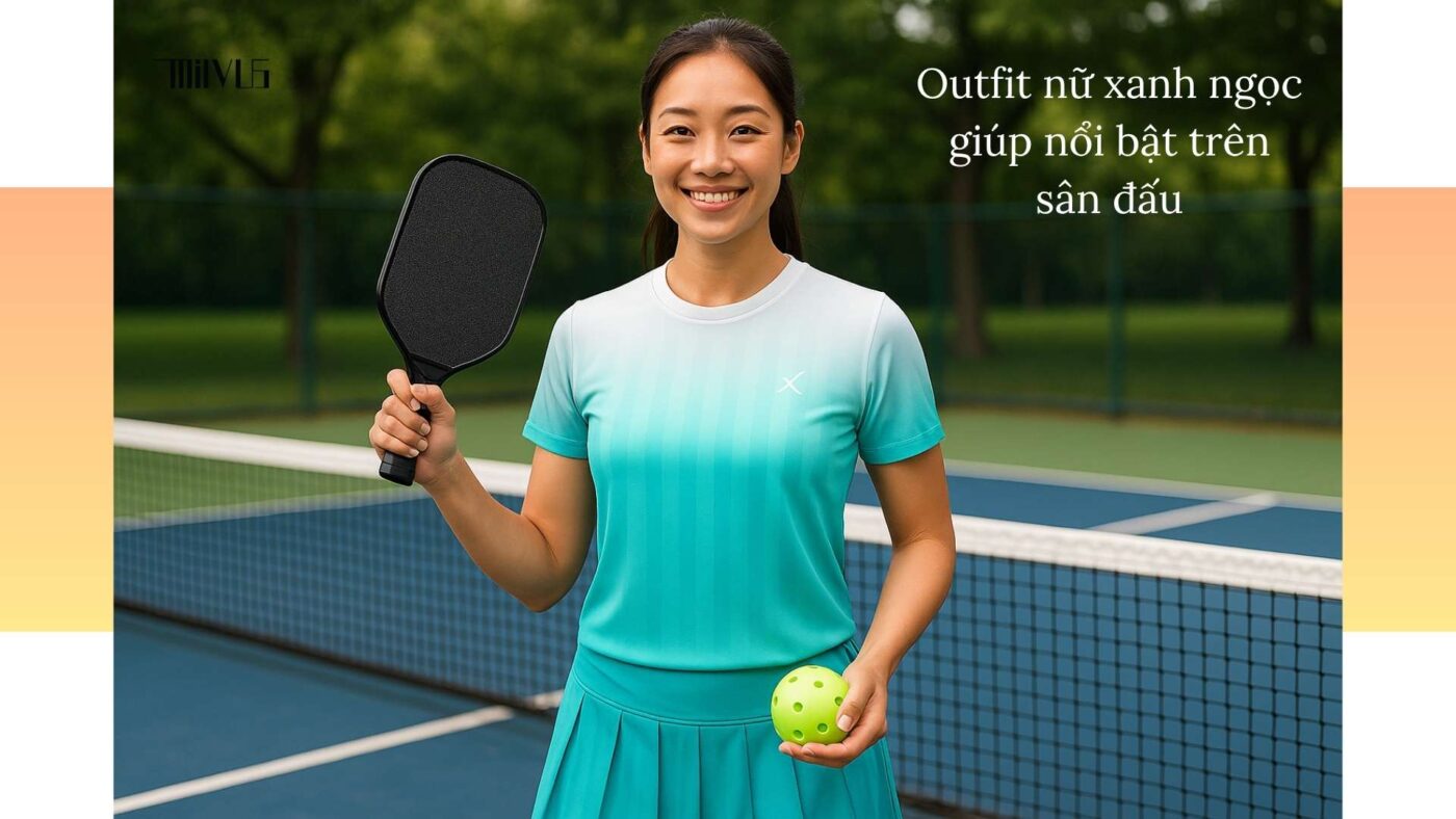 Outfit pickleball màu xanh ngọc trẻ trung