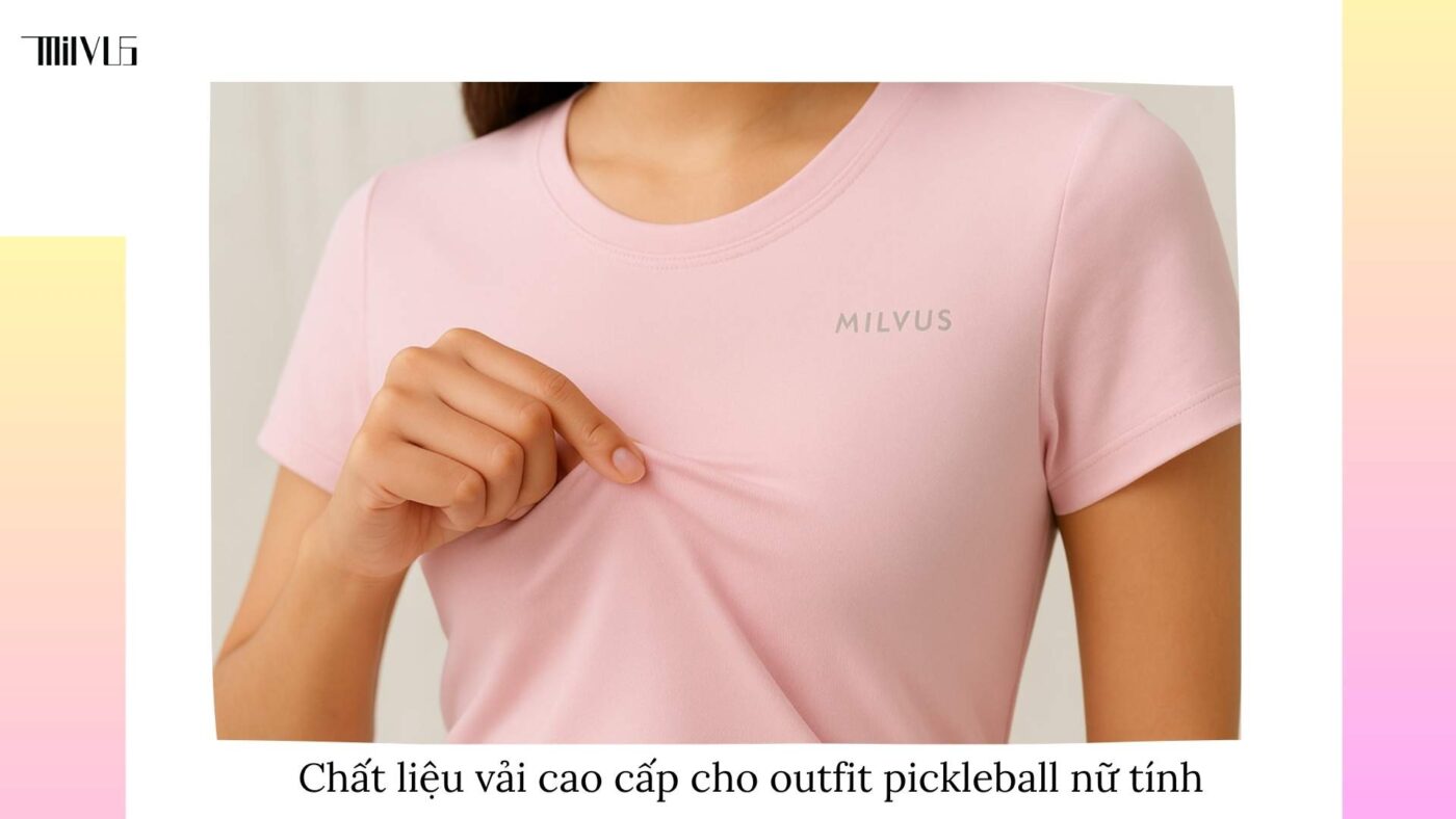 Outfit pickleball màu hồng phấn dịu dàng