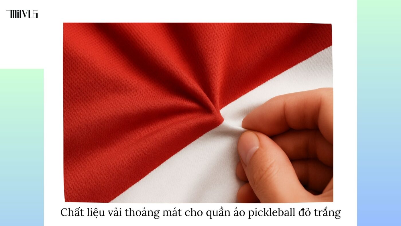 Quần áo pickleball màu đỏ phối trắng thể thao