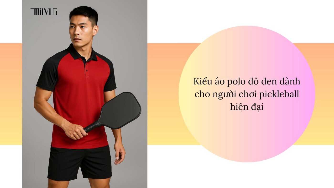Outfit pickleball phối đỏ đen mạnh mẽ