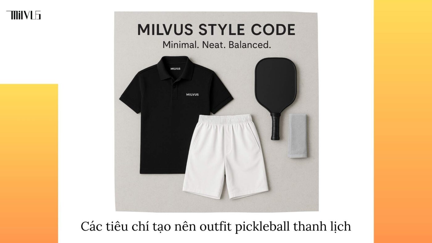 Outfit pickleball áo polo thanh lịch