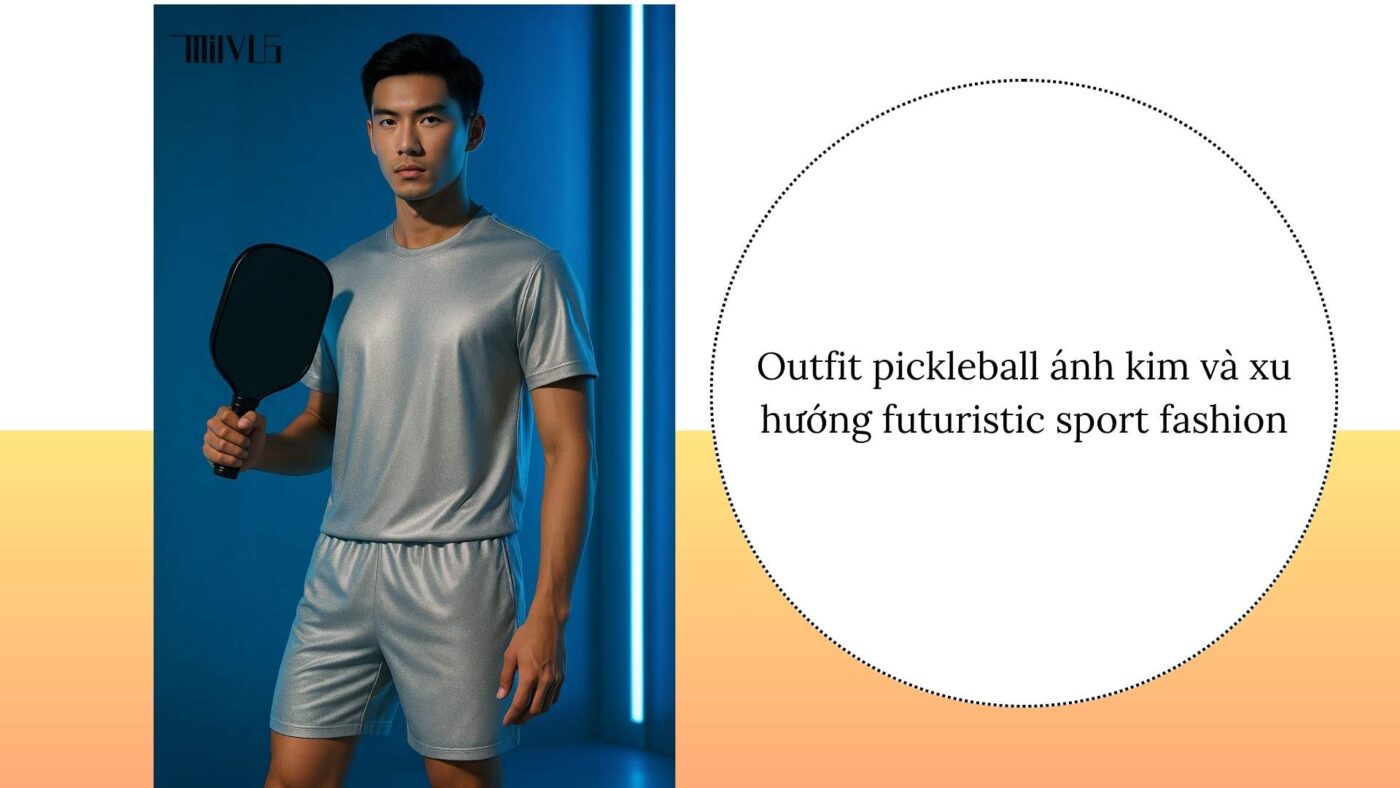 Outfit pickleball màu bạc ánh kim mới lạ