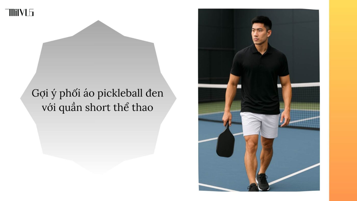 Quần áo pickleball màu đen trơn minimal