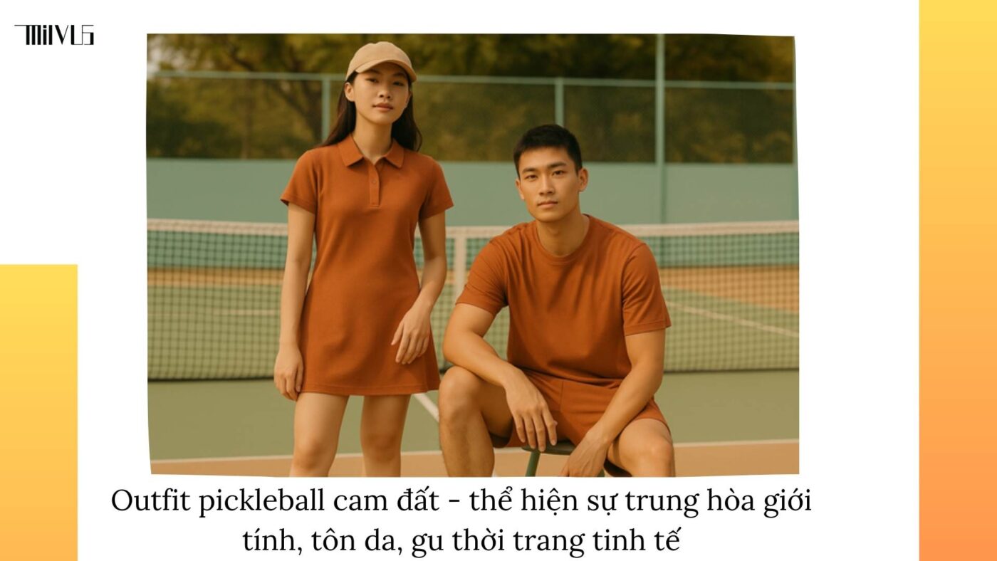 Quần áo pickleball màu cam đất retro