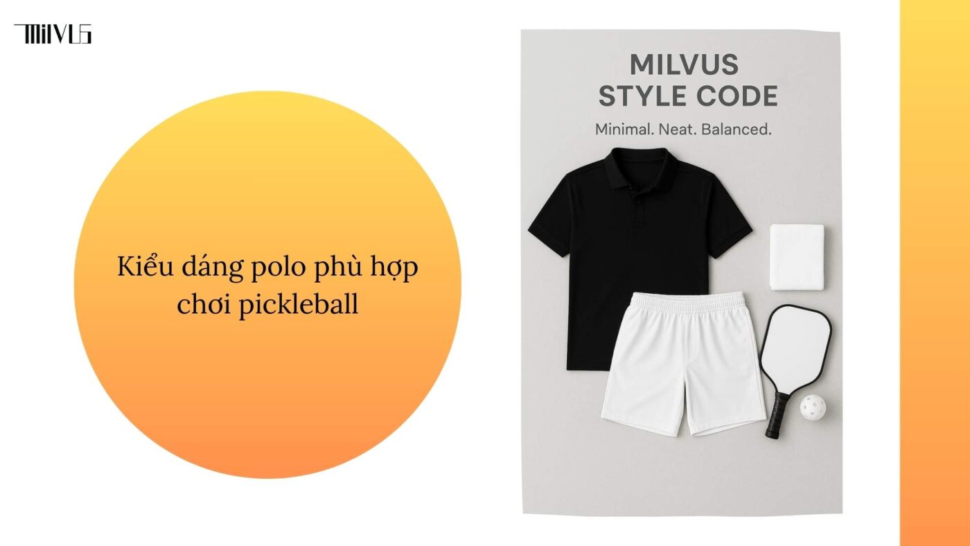 Outfit pickleball áo polo thanh lịch